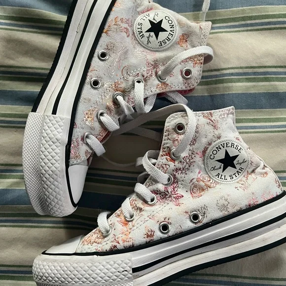 Converse Kids High-Top White and Pink chrome butterflies Floral - Picture 2 of 6